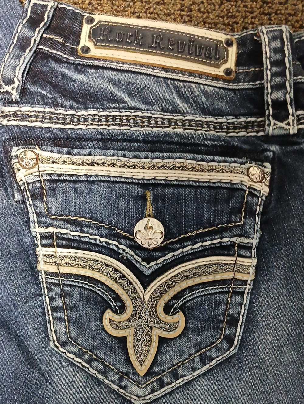 Rock Revival Women’s Indigo Blue Embroidered Pocket Skinny Jeans